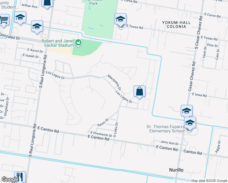 map of restaurants, bars, coffee shops, grocery stores, and more near 3514 Los Lagos Drive in Edinburg
