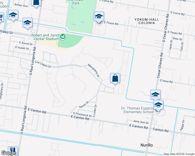 map of restaurants, bars, coffee shops, grocery stores, and more near 3529 Los Lagos Drive in Edinburg