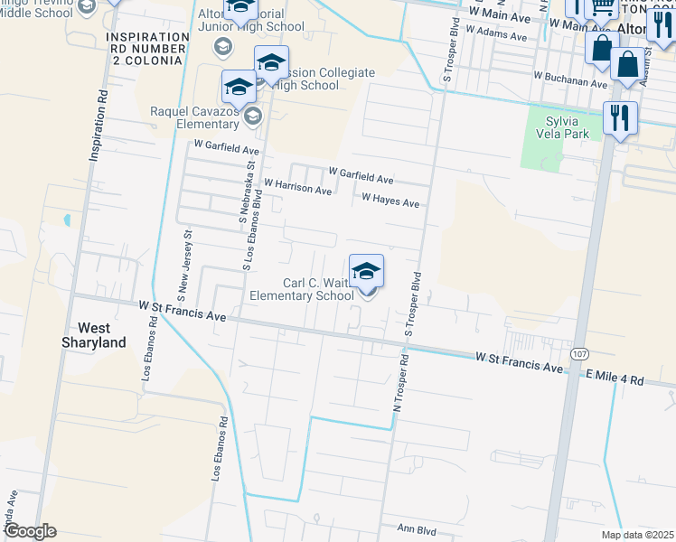map of restaurants, bars, coffee shops, grocery stores, and more near 1201 S Maryland St in Alton