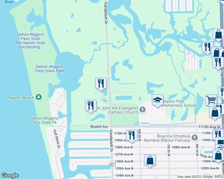 map of restaurants, bars, coffee shops, grocery stores, and more near 509 Roma Court in Naples