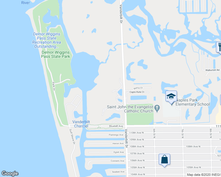 map of restaurants, bars, coffee shops, grocery stores, and more near 295 Grande Way in Naples