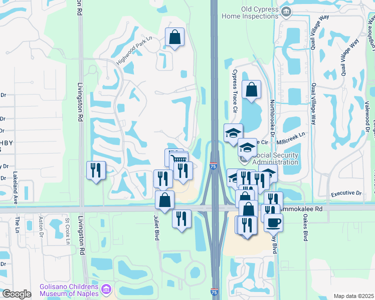 map of restaurants, bars, coffee shops, grocery stores, and more near 5661 Whisperwood Boulevard in Naples