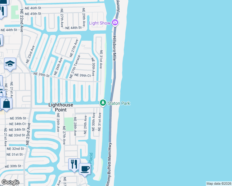 map of restaurants, bars, coffee shops, grocery stores, and more near 1039 Hillsboro Mile in Hillsboro Beach