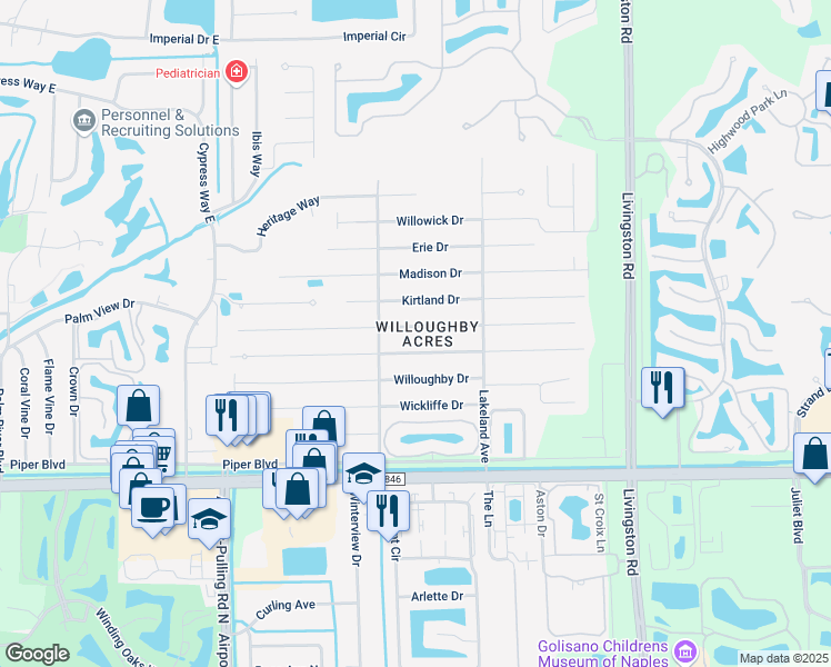 map of restaurants, bars, coffee shops, grocery stores, and more near in North Naples