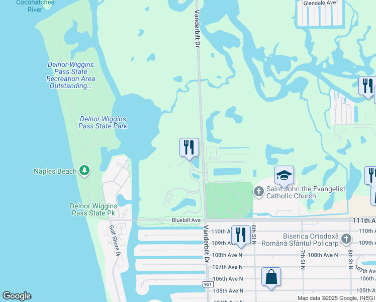 map of restaurants, bars, coffee shops, grocery stores, and more near 280 Grande Way in Naples