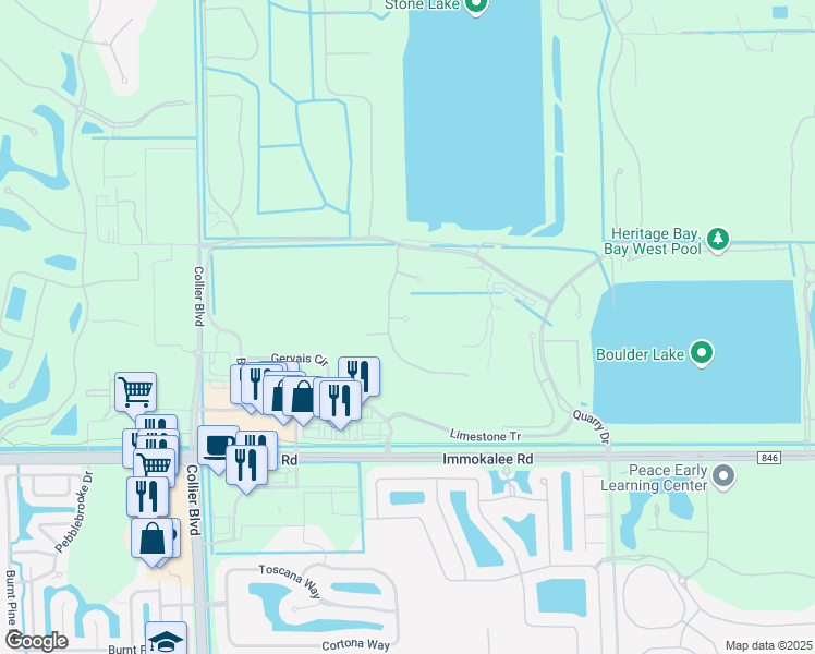 map of restaurants, bars, coffee shops, grocery stores, and more near 9166 Shale Court in Naples