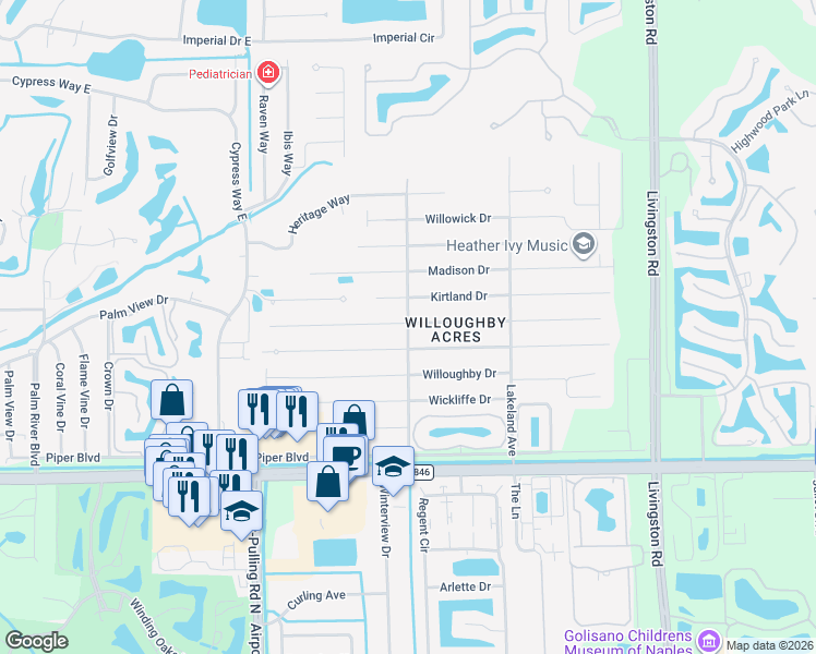 map of restaurants, bars, coffee shops, grocery stores, and more near 1150 Euclid Avenue in Naples