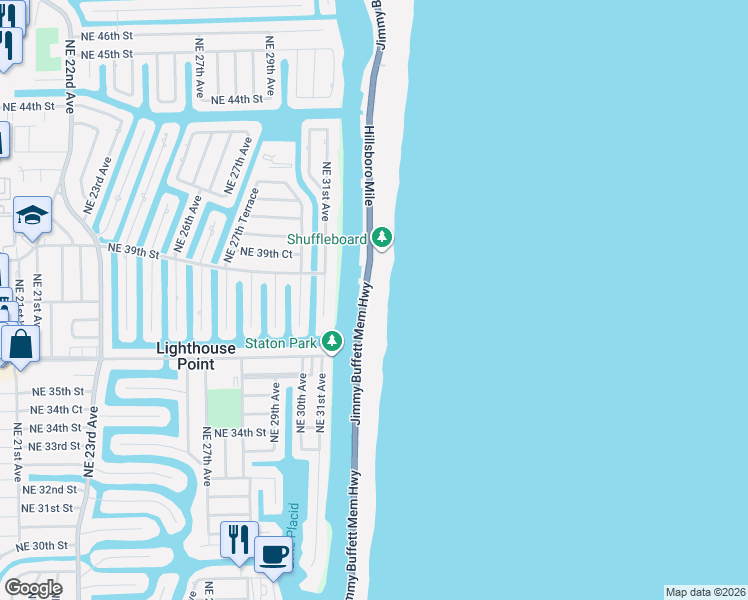 map of restaurants, bars, coffee shops, grocery stores, and more near 1045 Hillsboro Mile in Hillsboro Beach