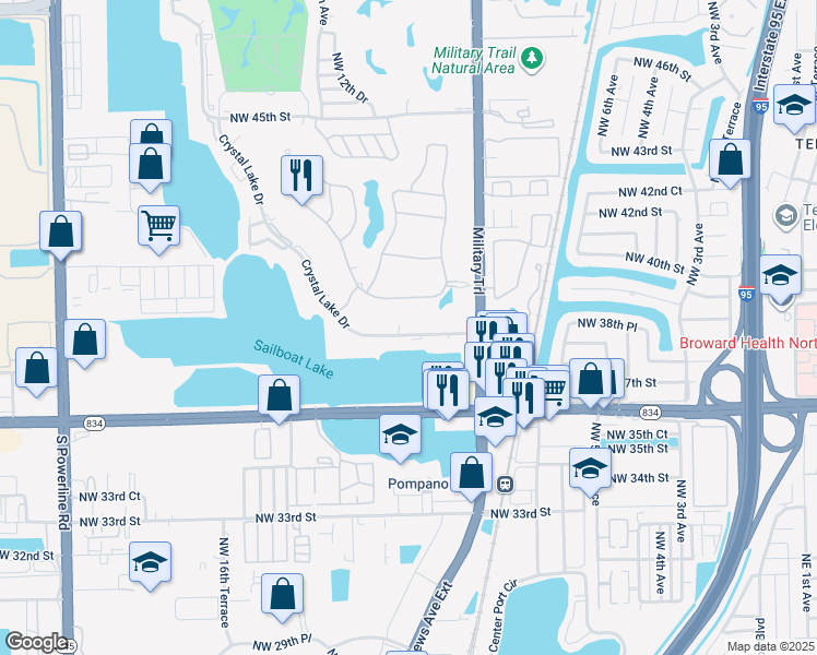 map of restaurants, bars, coffee shops, grocery stores, and more near 1120 Veleiros Boulevard in Lighthouse Point