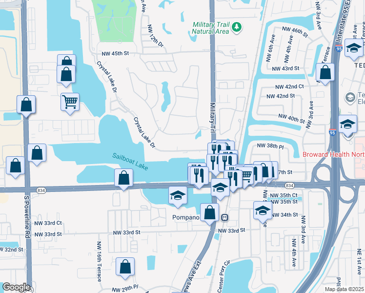map of restaurants, bars, coffee shops, grocery stores, and more near 1120 Veleiros Boulevard in Lighthouse Point