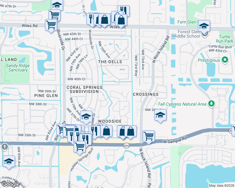 map of restaurants, bars, coffee shops, grocery stores, and more near 7572 Live Oak Drive in Pompano Beach