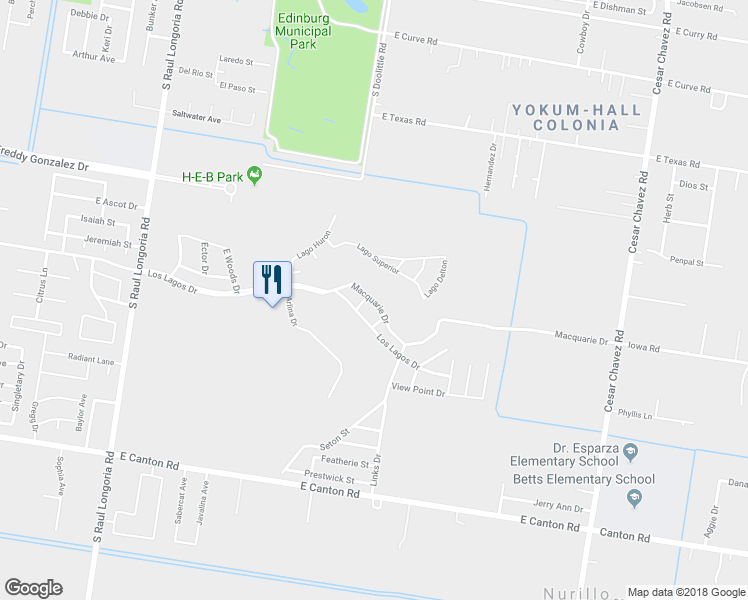 map of restaurants, bars, coffee shops, grocery stores, and more near 3505 Macquarie Drive in Edinburg