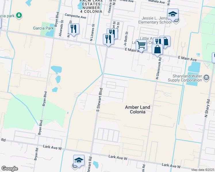map of restaurants, bars, coffee shops, grocery stores, and more near 5911 South Stewart Road in Mission