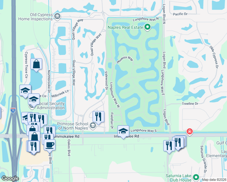 map of restaurants, bars, coffee shops, grocery stores, and more near 11125 Longshore Way West in Naples