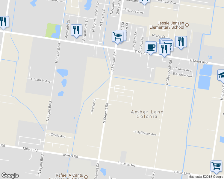 map of restaurants, bars, coffee shops, grocery stores, and more near 5911 South Stewart Road in Mission