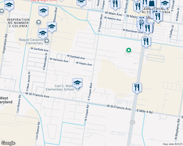 map of restaurants, bars, coffee shops, grocery stores, and more near 802 West Israel Avenue in Alton