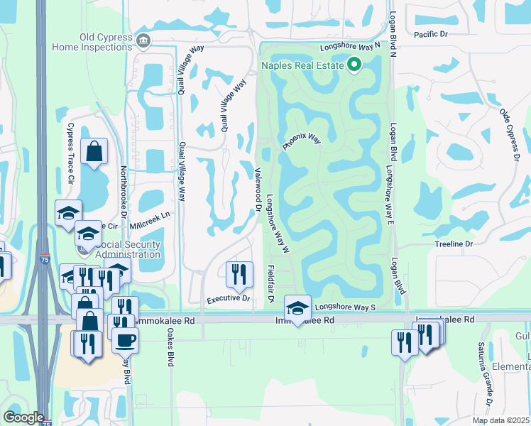 map of restaurants, bars, coffee shops, grocery stores, and more near 11125 Longshore Way West in Naples