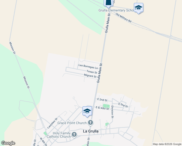 map of restaurants, bars, coffee shops, grocery stores, and more near 32 Migrant Street in Rio Grande City