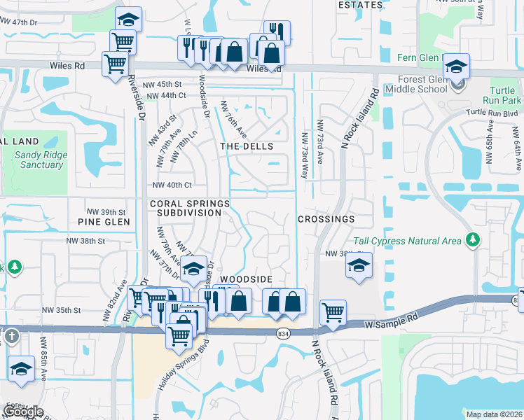 map of restaurants, bars, coffee shops, grocery stores, and more near 7572 Live Oak Drive in Pompano Beach