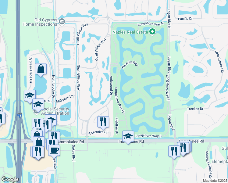 map of restaurants, bars, coffee shops, grocery stores, and more near 11125 Longshore Way West in Naples