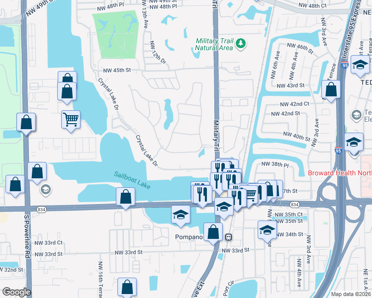 map of restaurants, bars, coffee shops, grocery stores, and more near 1120 Veleiros Boulevard in Lighthouse Point
