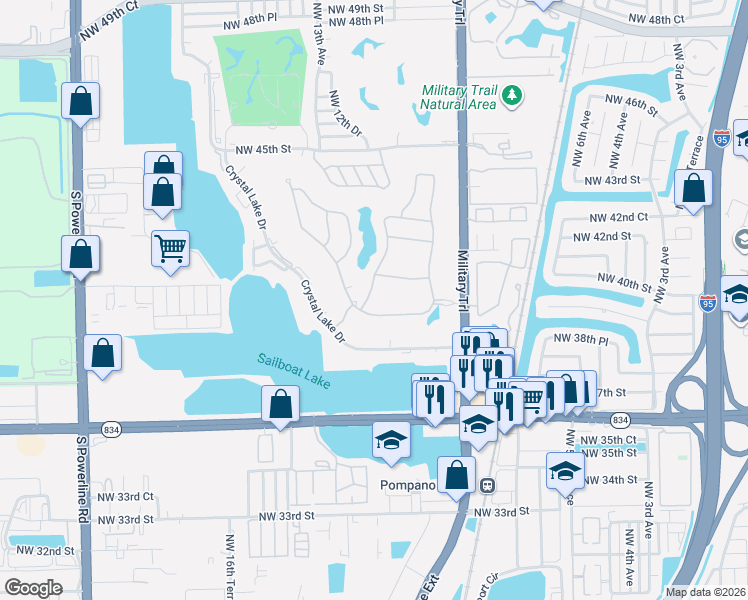 map of restaurants, bars, coffee shops, grocery stores, and more near 1130 Verde Court in Lighthouse Point