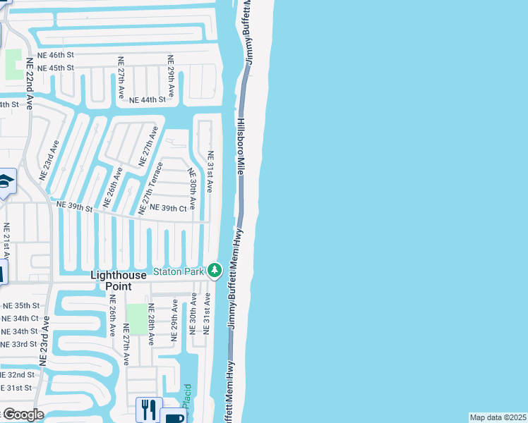 map of restaurants, bars, coffee shops, grocery stores, and more near 1051 Florida A1A in Hillsboro Beach