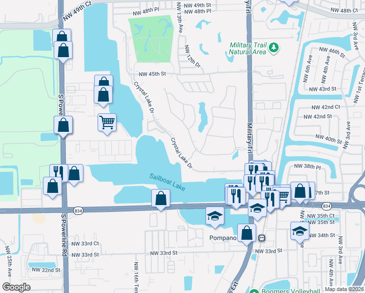 map of restaurants, bars, coffee shops, grocery stores, and more near 4000 Crystal Lake Drive in Pompano Beach