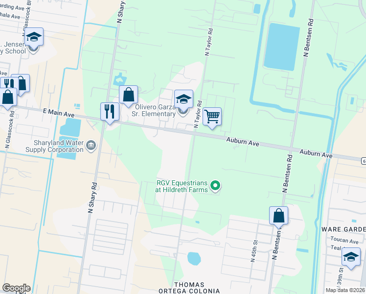 map of restaurants, bars, coffee shops, grocery stores, and more near 6221 N Taylor Rd in Mission
