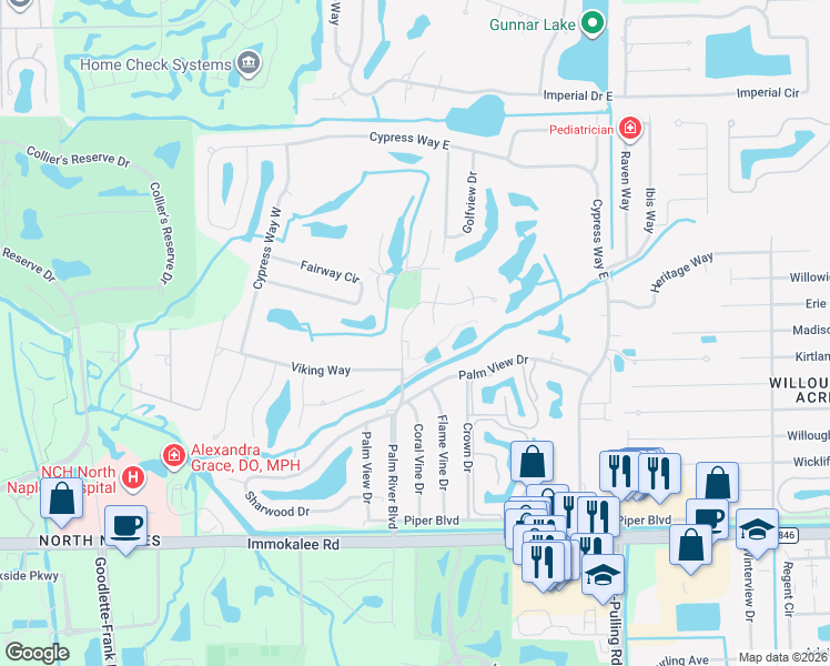 map of restaurants, bars, coffee shops, grocery stores, and more near 336 Country Club Drive in Naples