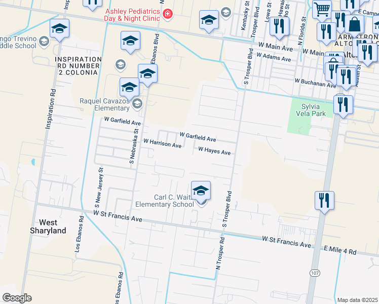 map of restaurants, bars, coffee shops, grocery stores, and more near 1104 West Hayes Avenue in Alton