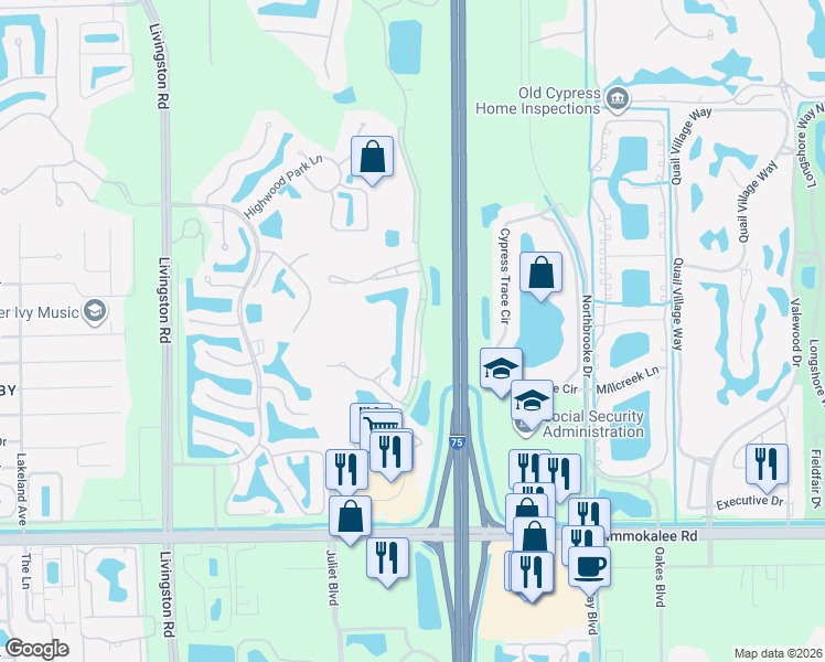 map of restaurants, bars, coffee shops, grocery stores, and more near 5685 Heron Lane in Naples