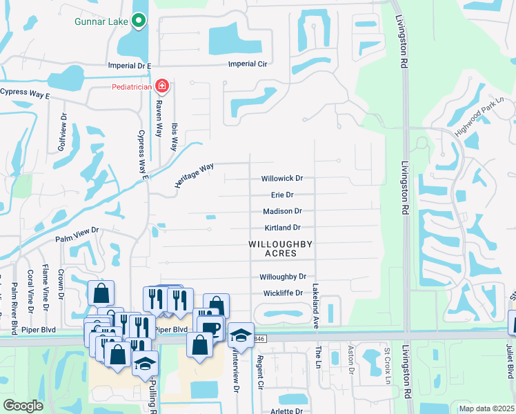 map of restaurants, bars, coffee shops, grocery stores, and more near 107 Madison Drive in Naples