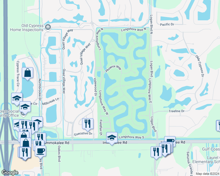 map of restaurants, bars, coffee shops, grocery stores, and more near 4577 Shearwater Lane in Naples
