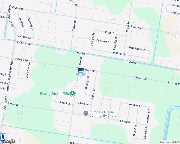 map of restaurants, bars, coffee shops, grocery stores, and more near 1202 Durango Street in Edinburg