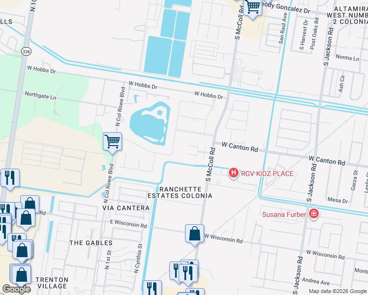 map of restaurants, bars, coffee shops, grocery stores, and more near 2820 Lake Shore Drive in Edinburg