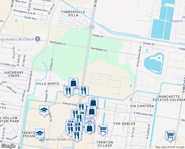 map of restaurants, bars, coffee shops, grocery stores, and more near 908 Grayson Avenue in McAllen