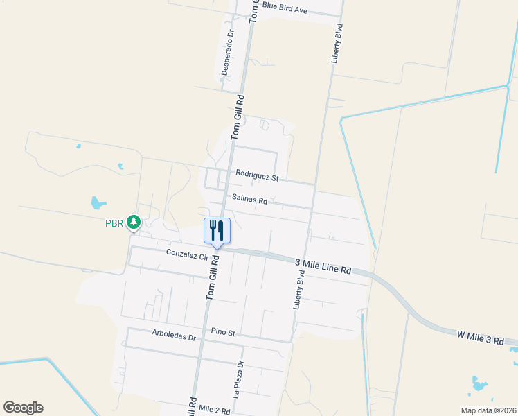 map of restaurants, bars, coffee shops, grocery stores, and more near 1736 Salinas Road in Penitas