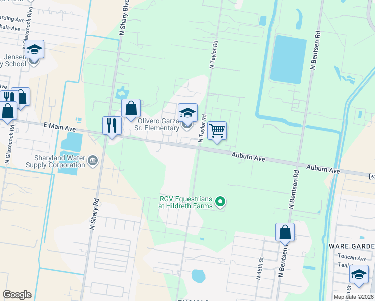 map of restaurants, bars, coffee shops, grocery stores, and more near 6221 North Taylor Road in Mission