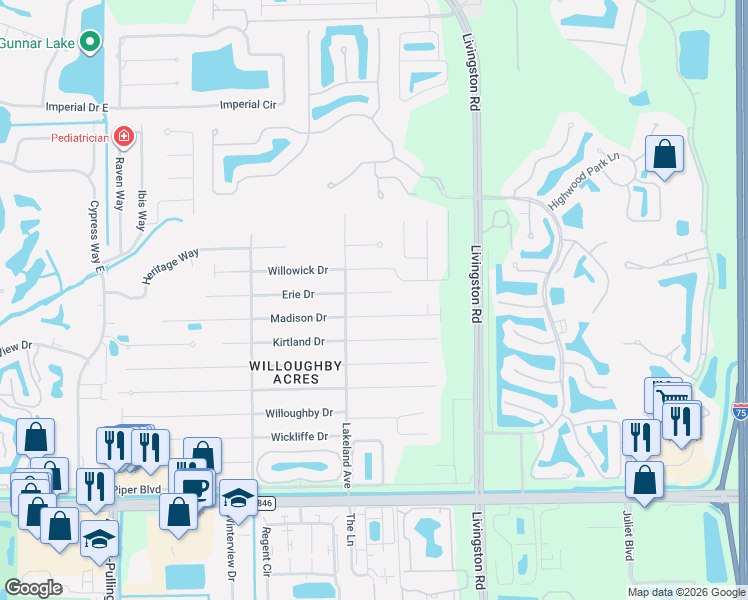 map of restaurants, bars, coffee shops, grocery stores, and more near 215 Madison Drive in Naples