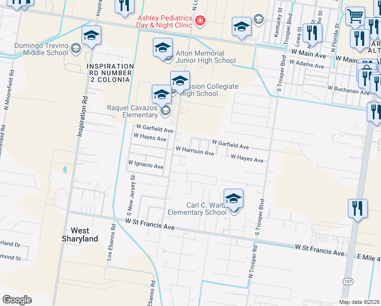 map of restaurants, bars, coffee shops, grocery stores, and more near 1326 West Harrison Avenue in Alton