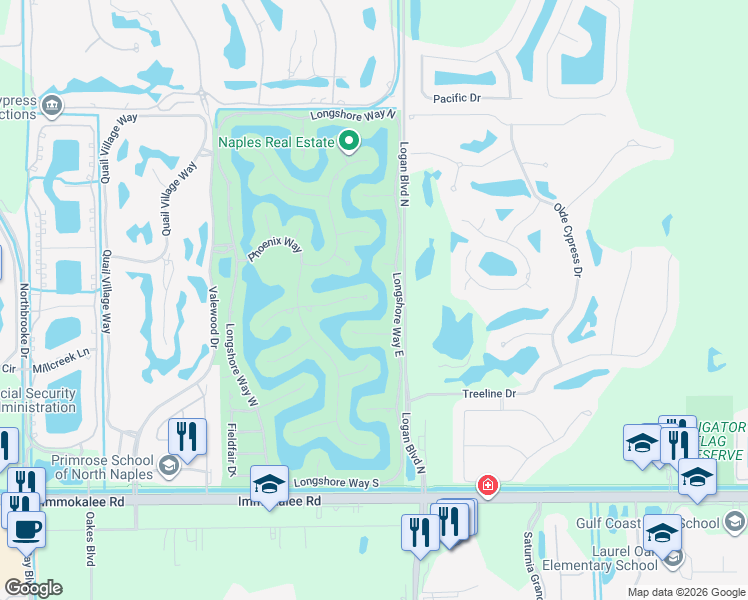 map of restaurants, bars, coffee shops, grocery stores, and more near 4874 Shearwater Lane in Naples