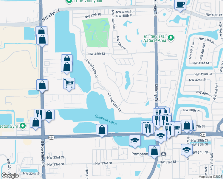 map of restaurants, bars, coffee shops, grocery stores, and more near 4000 Crystal Lake Drive in Pompano Beach