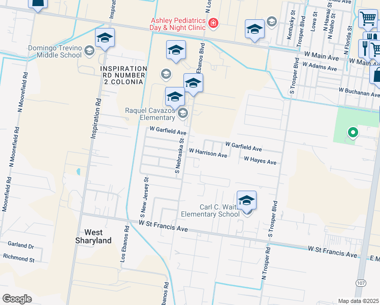 map of restaurants, bars, coffee shops, grocery stores, and more near 1024 South Los Ebanos Boulevard in Mission