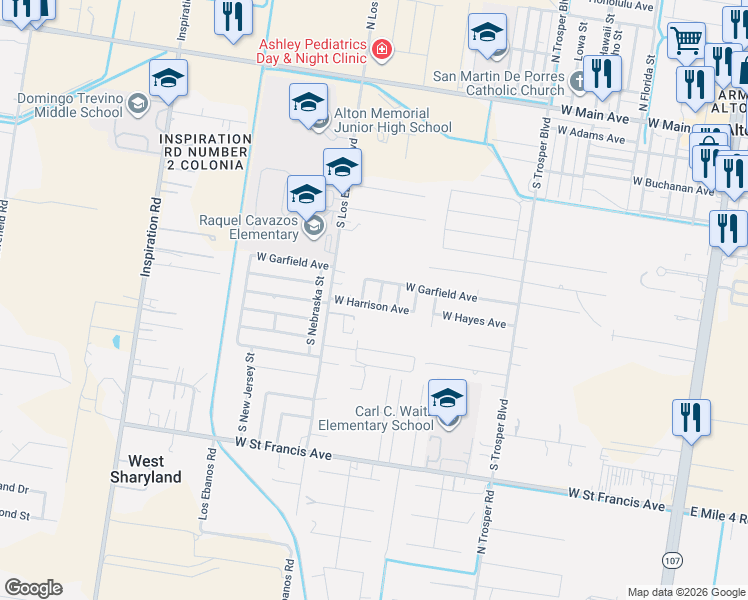 map of restaurants, bars, coffee shops, grocery stores, and more near 810 South Missouri Street in Alton