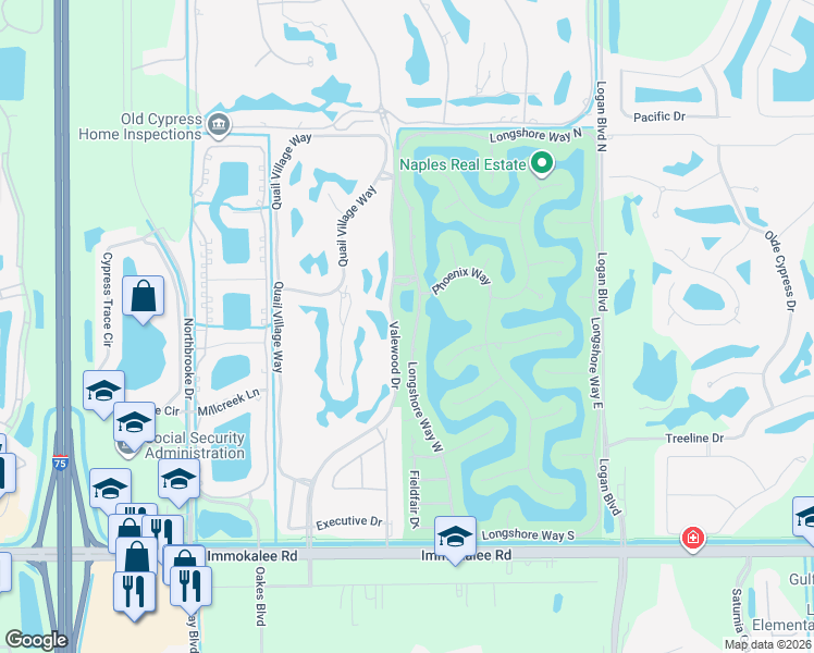 map of restaurants, bars, coffee shops, grocery stores, and more near 11345 Longshore Way West in Naples