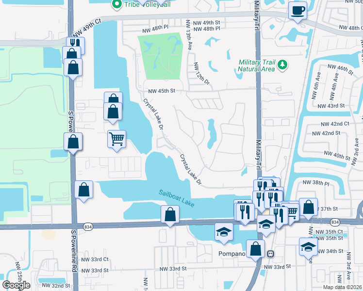 map of restaurants, bars, coffee shops, grocery stores, and more near 4145 Marina Way in Lighthouse Point