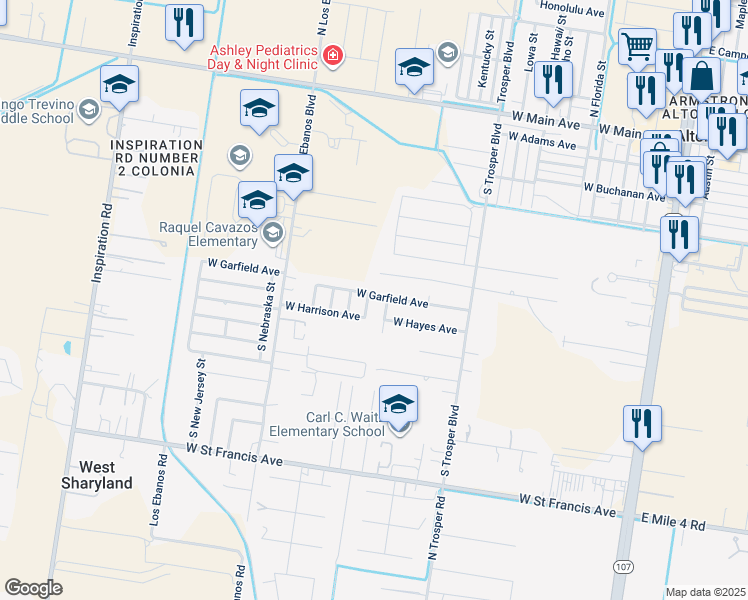 map of restaurants, bars, coffee shops, grocery stores, and more near 1105 West Garfield Avenue in Alton