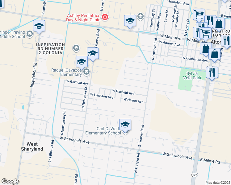 map of restaurants, bars, coffee shops, grocery stores, and more near 1225 West Garfield Avenue in Alton