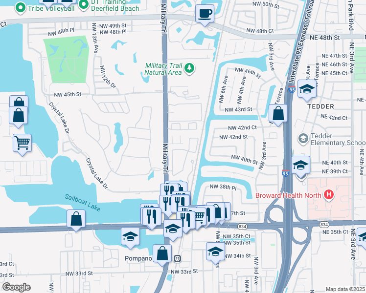 map of restaurants, bars, coffee shops, grocery stores, and more near 4110 Northwest 8th Terrace in Pompano Beach